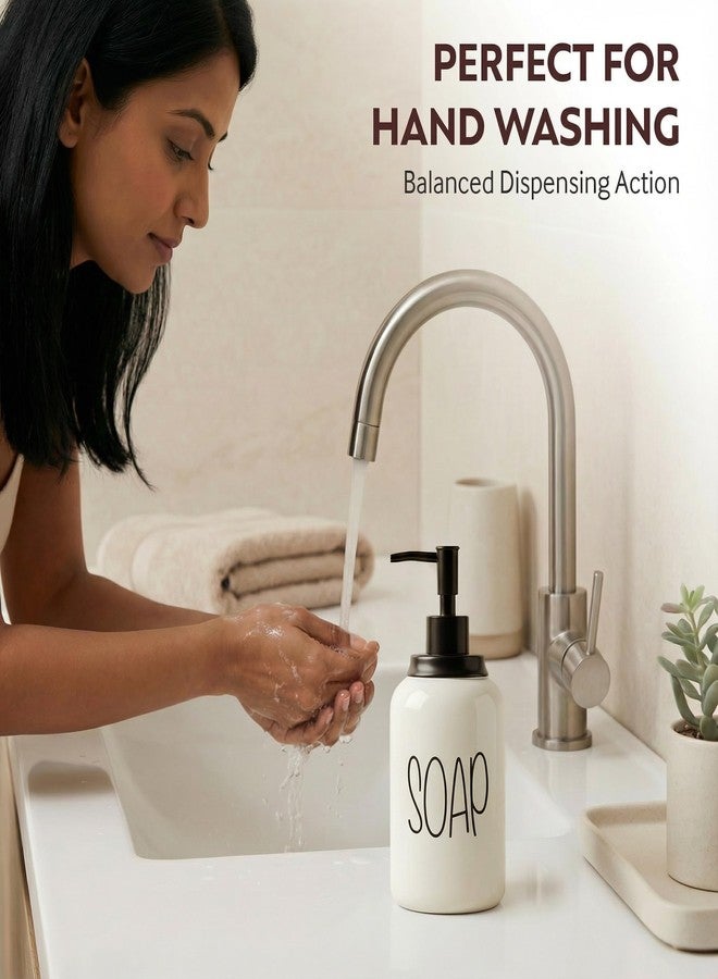 Decor & More Modern Ceramic Soap Dispenser | 500ml Liquid Handwash Dispenser White with Removable Pump | Handwash Bottle for Kitchen & Bathroom | Bathroom Soap Dispensers - Image 5